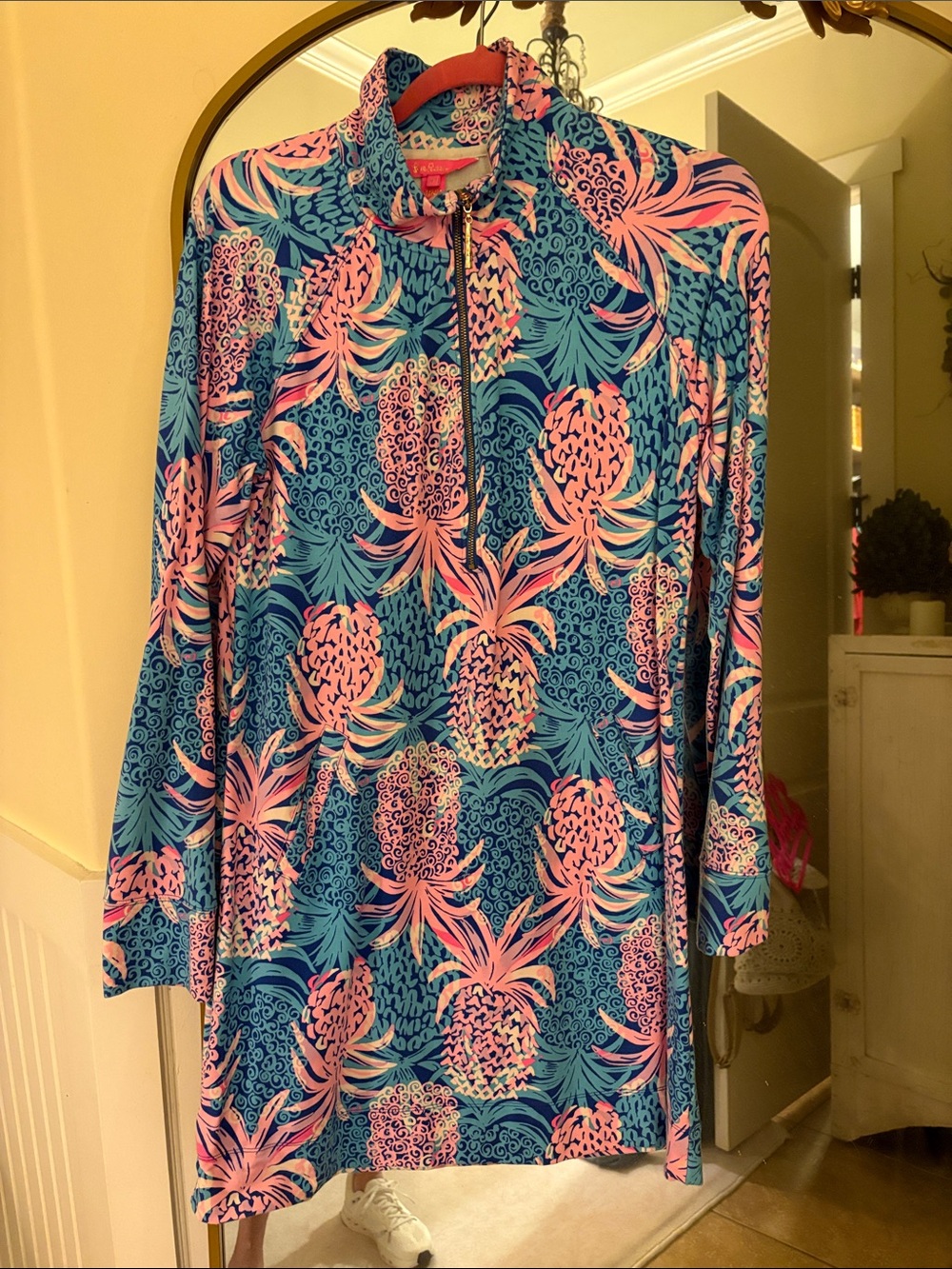 Lilly Pulitzer Blue and Pink Tropical Zip Jacket